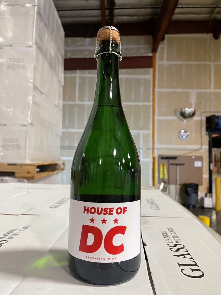 House of DC Prosecco style white blend sparkling wine, medium sweetness, hint of spice